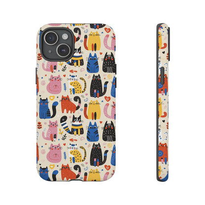 Cat Doodles Phone Case: Playful Cat-Inspired Tough Case for iPhone, Samsung Galaxy and Google Pixel devices