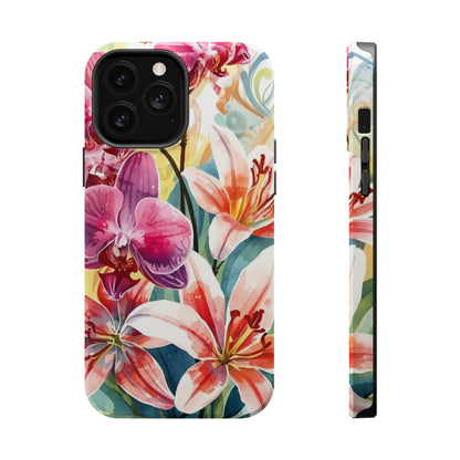 Hibiscus & Orchid Haven: MagSafe Floral Phone Case for iPhone