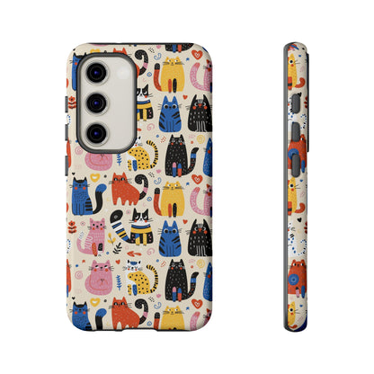 Cat Doodles Phone Case: Playful Cat-Inspired Tough Case for iPhone, Samsung Galaxy and Google Pixel devices
