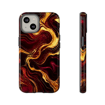 Molten Gold and Maroon Waves: Elegant Phone Case for iPhone, Samsung Galaxy and Google Pixel devices