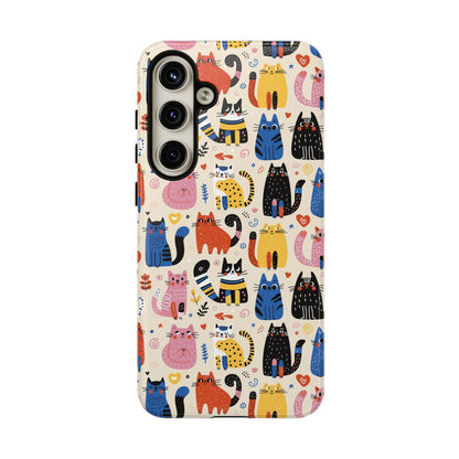 Cat Doodles Phone Case: Playful Cat-Inspired Tough Case for iPhone, Samsung Galaxy and Google Pixel devices