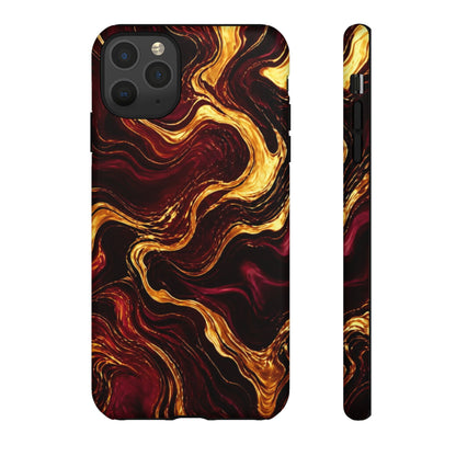 Molten Gold and Maroon Waves: Elegant Phone Case for iPhone, Samsung Galaxy and Google Pixel devices