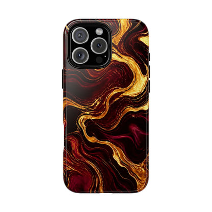 Molten Gold and Maroon Waves: Elegant Phone Case for iPhone, Samsung Galaxy and Google Pixel devices