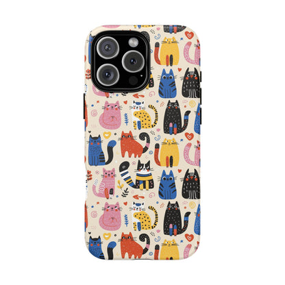 Cat Doodles Phone Case: Playful Cat-Inspired Tough Case for iPhone, Samsung Galaxy and Google Pixel devices