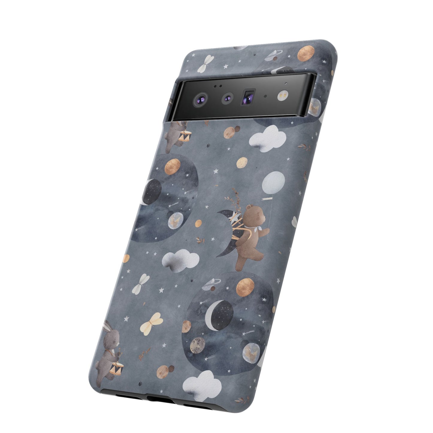 Moon, Bear and Bunny: Cute phone case for iPhone, Samsung Galaxy and Google Pixel devices