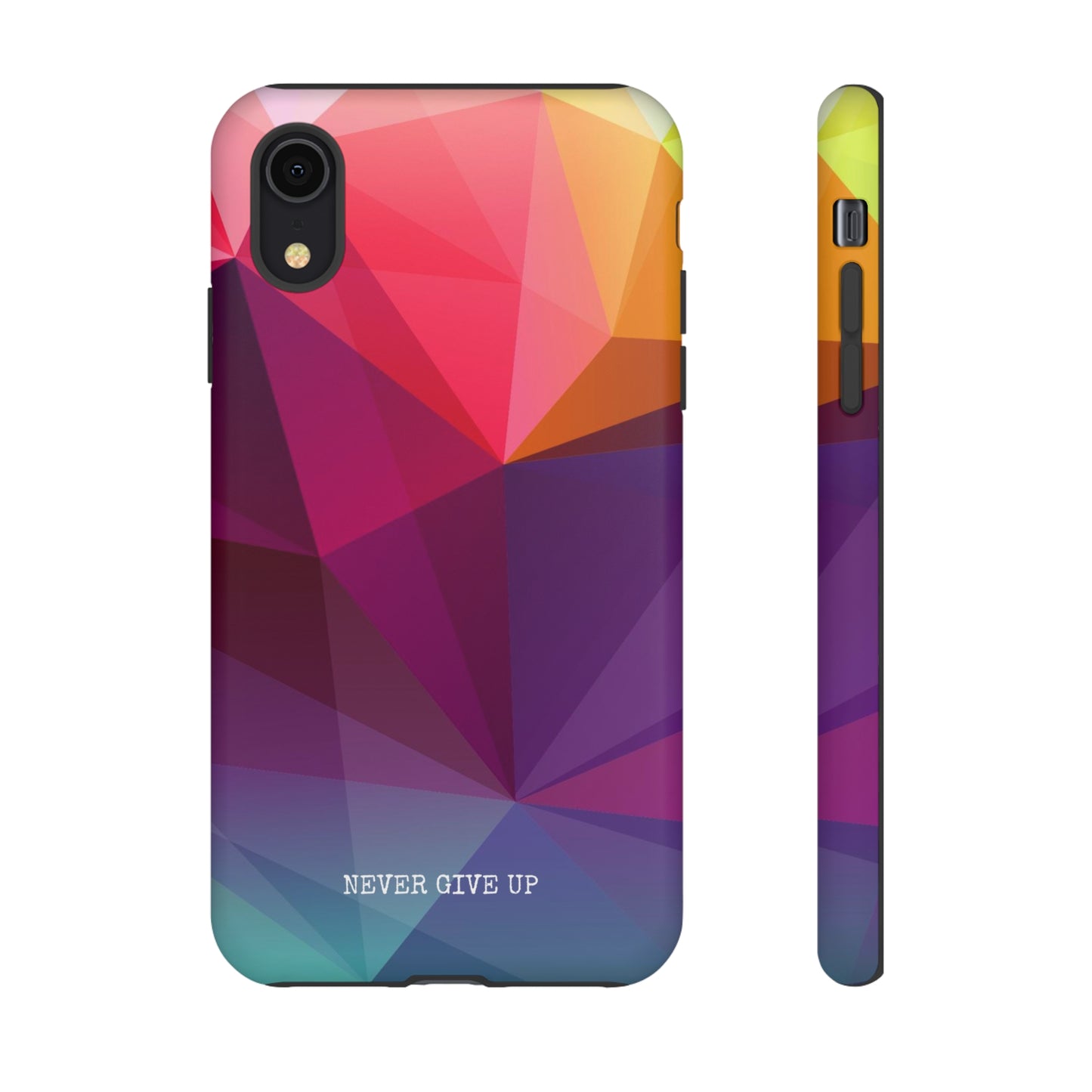 Never Give Up Colored Prism phone case for iPhone, Galaxy and Pixel devices