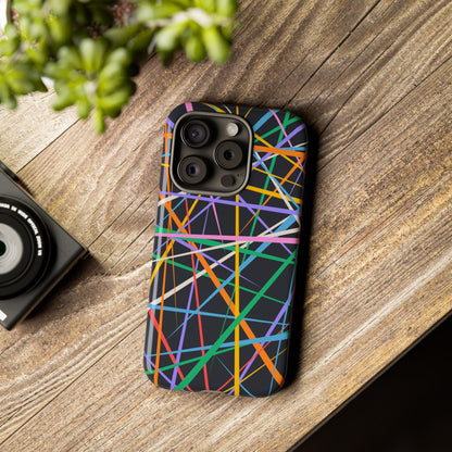 Spectrum Grid: Abstract, Intersecting Line Patterns Phone Case for iPhone, Samsung and Google Pixel devices
