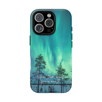 Show Them What You're Worth: Aurora Borealis-Inspired phone case for iPhone, Samsung Galaxy and Pixel devices