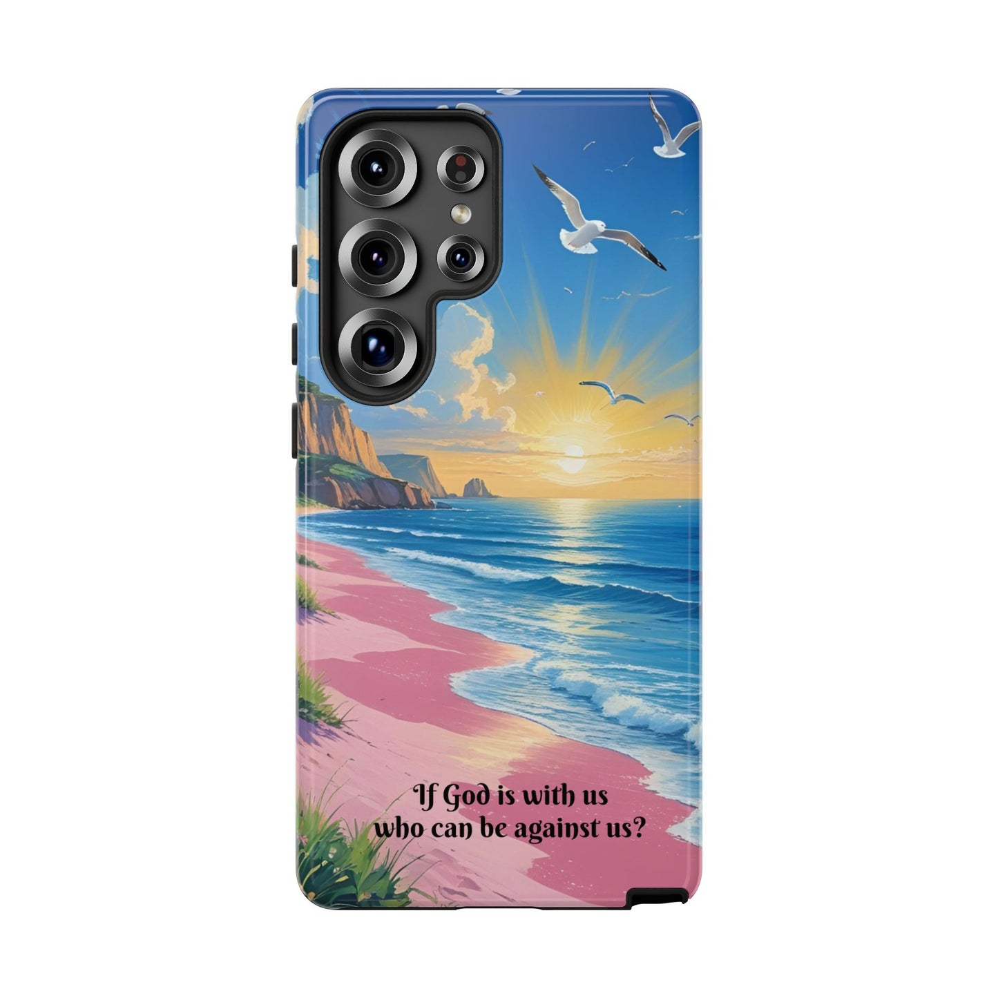 "If God is with us, who can be against us?": Inspiring phone case for iPhone, Samsung Galaxy and Google Pixel devices