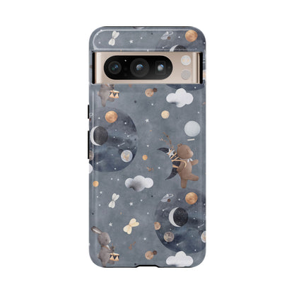 Moon, Bear and Bunny: Cute phone case for iPhone, Samsung Galaxy and Google Pixel devices