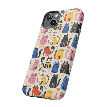 Cat Doodles Phone Case: Playful Cat-Inspired Tough Case for iPhone, Samsung Galaxy and Google Pixel devices