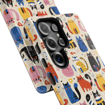 Cat Doodles Phone Case: Playful Cat-Inspired Tough Case for iPhone, Samsung Galaxy and Google Pixel devices