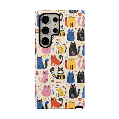 Cat Doodles Phone Case: Playful Cat-Inspired Tough Case for iPhone, Samsung Galaxy and Google Pixel devices