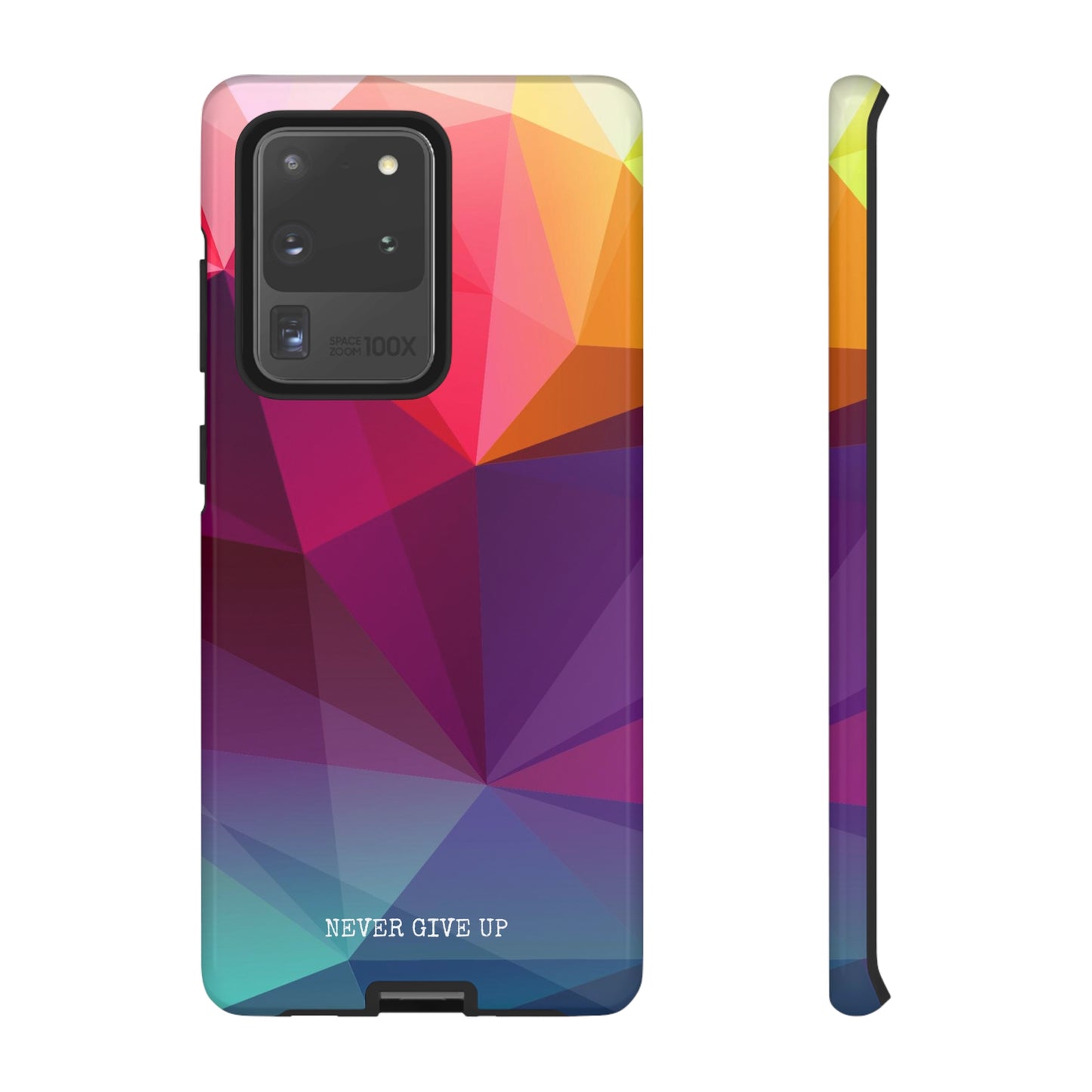 Never Give Up Colored Prism phone case for iPhone, Galaxy and Pixel devices