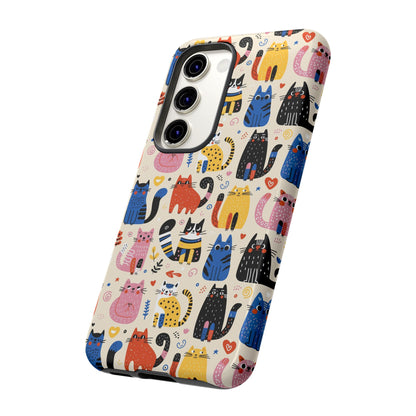 Cat Doodles Phone Case: Playful Cat-Inspired Tough Case for iPhone, Samsung Galaxy and Google Pixel devices