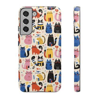 Cat Doodles Phone Case: Playful Cat-Inspired Tough Case for iPhone, Samsung Galaxy and Google Pixel devices
