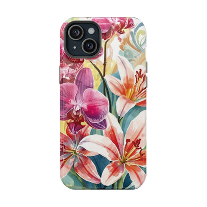 Hibiscus & Orchid Haven: MagSafe Floral Phone Case for iPhone