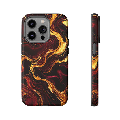 Molten Gold and Maroon Waves: Elegant Phone Case for iPhone, Samsung Galaxy and Google Pixel devices