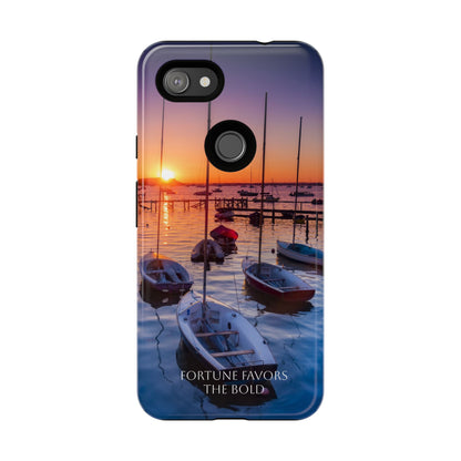 Fortune Favors the Bold: Sunset Sail Phone Case for iPhone, Samsung Galaxy and Google Pixel devices