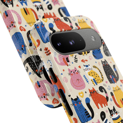 Cat Doodles Phone Case: Playful Cat-Inspired Tough Case for iPhone, Samsung Galaxy and Google Pixel devices