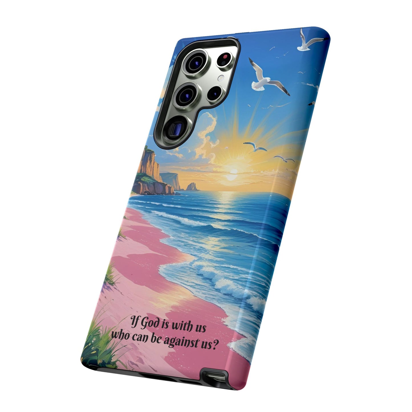 "If God is with us, who can be against us?": Inspiring phone case for iPhone, Samsung Galaxy and Google Pixel devices