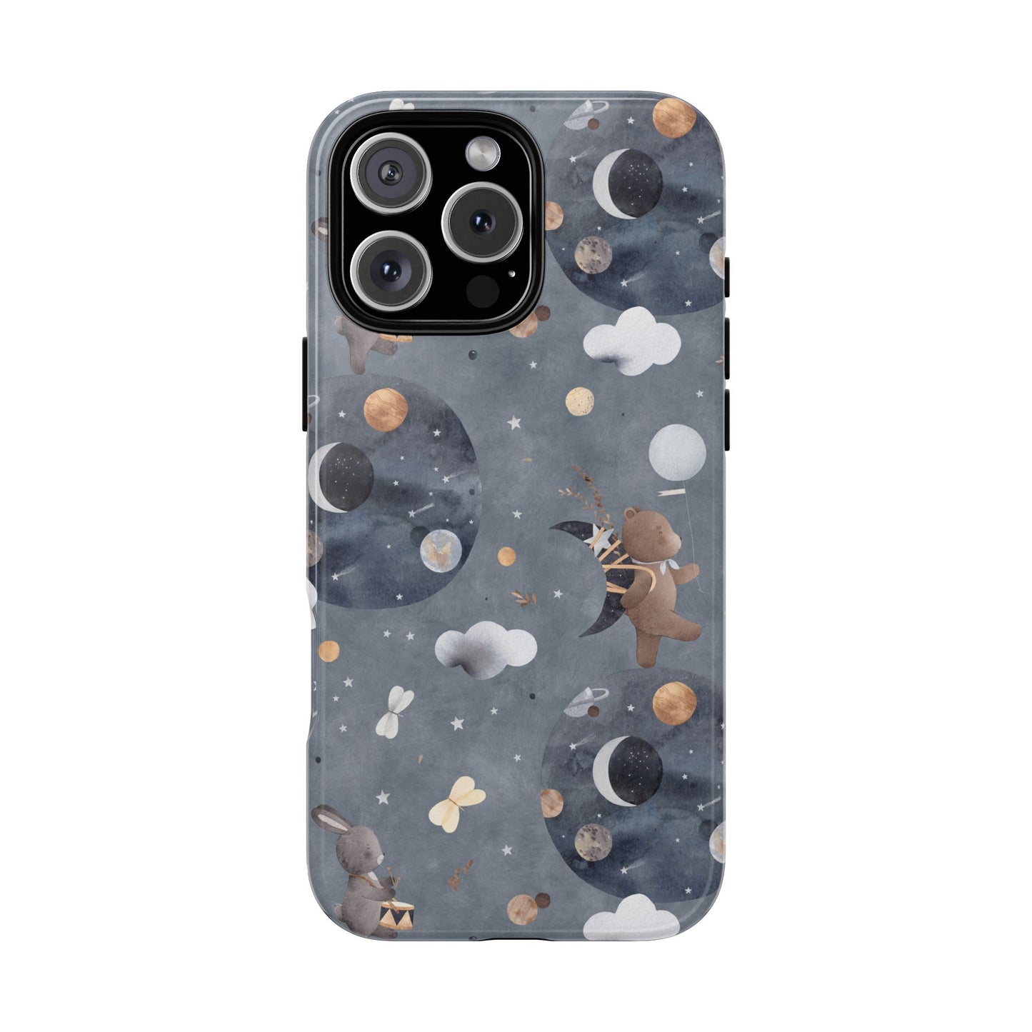 Moon, Bear and Bunny: Cute phone case for iPhone, Samsung Galaxy and Google Pixel devices