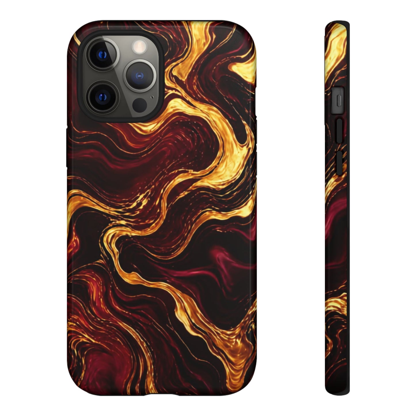 Molten Gold and Maroon Waves: Elegant Phone Case for iPhone, Samsung Galaxy and Google Pixel devices