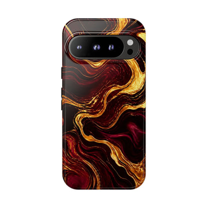 Molten Gold and Maroon Waves: Elegant Phone Case for iPhone, Samsung Galaxy and Google Pixel devices