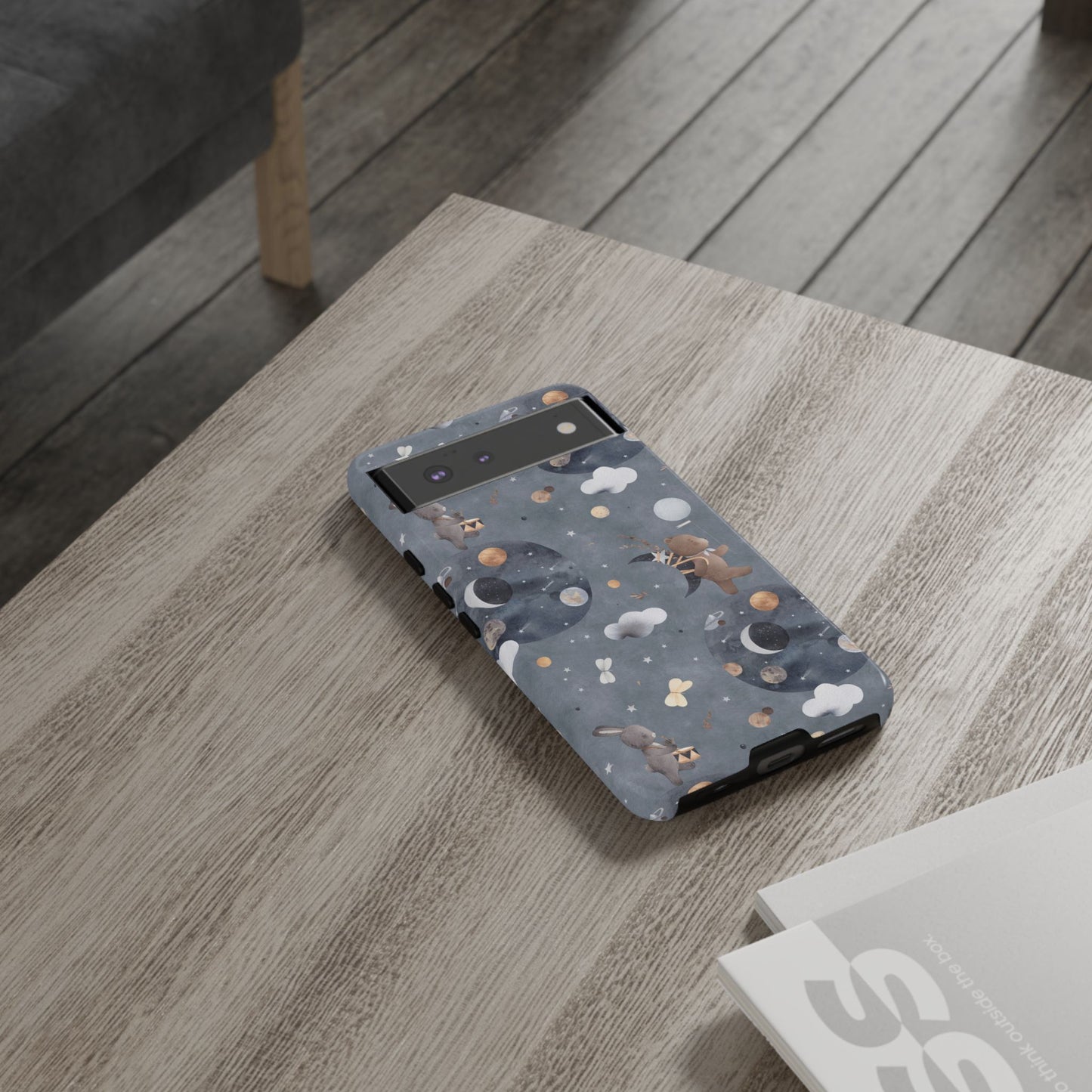 Moon, Bear and Bunny: Cute phone case for iPhone, Samsung Galaxy and Google Pixel devices