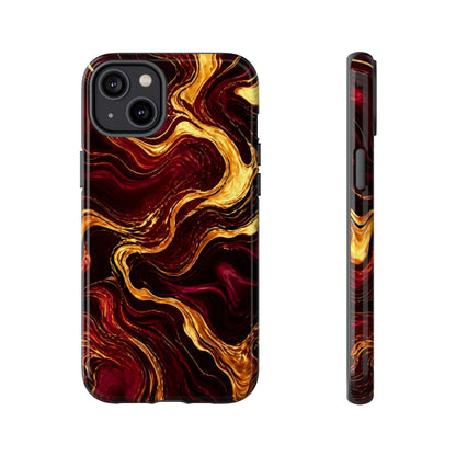 Molten Gold and Maroon Waves: Elegant Phone Case for iPhone, Samsung Galaxy and Google Pixel devices