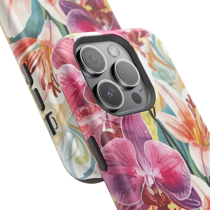 Hibiscus & Orchid Haven: MagSafe Floral Phone Case for iPhone