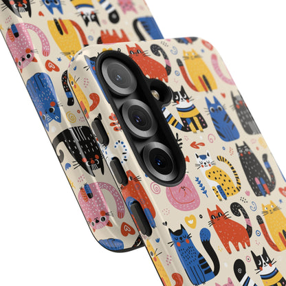 Cat Doodles Phone Case: Playful Cat-Inspired Tough Case for iPhone, Samsung Galaxy and Google Pixel devices