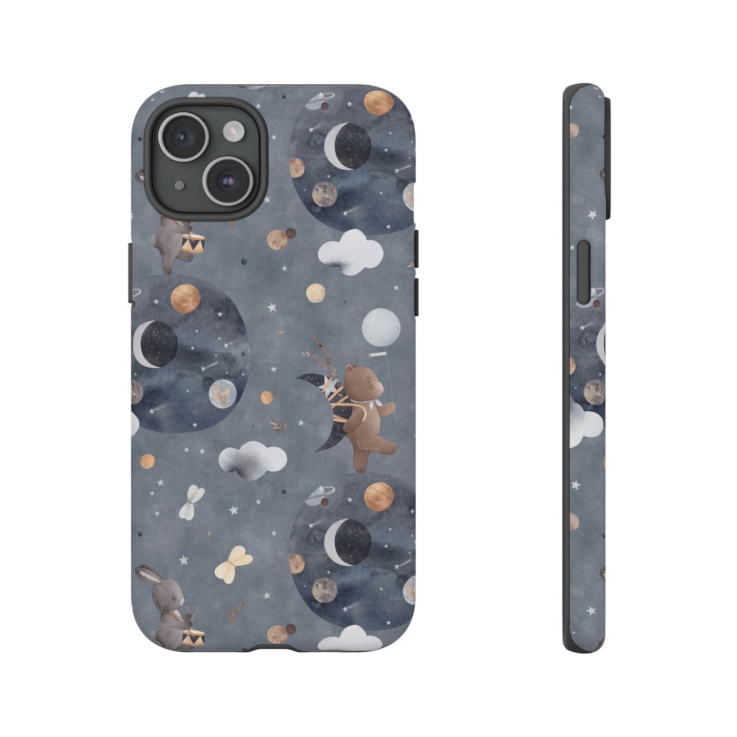 Moon, Bear and Bunny: Cute phone case for iPhone, Samsung Galaxy and Google Pixel devices