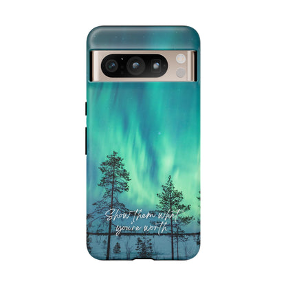 Show Them What You're Worth: Aurora Borealis-Inspired phone case for iPhone, Samsung Galaxy and Pixel devices