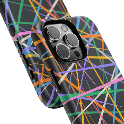 Spectrum Grid: Abstract, Intersecting Line Patterns Phone Case for iPhone, Samsung and Google Pixel devices