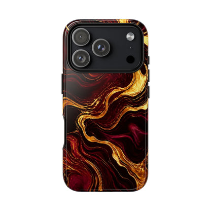 Molten Gold and Maroon Waves: Elegant Phone Case for iPhone, Samsung Galaxy and Google Pixel devices