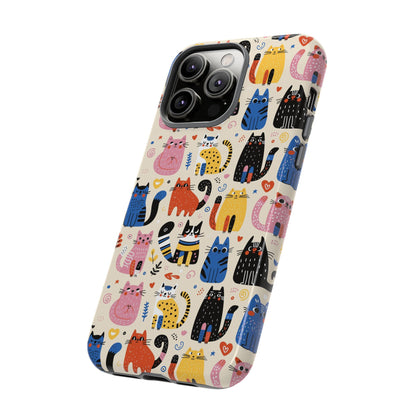 Cat Doodles Phone Case: Playful Cat-Inspired Tough Case for iPhone, Samsung Galaxy and Google Pixel devices