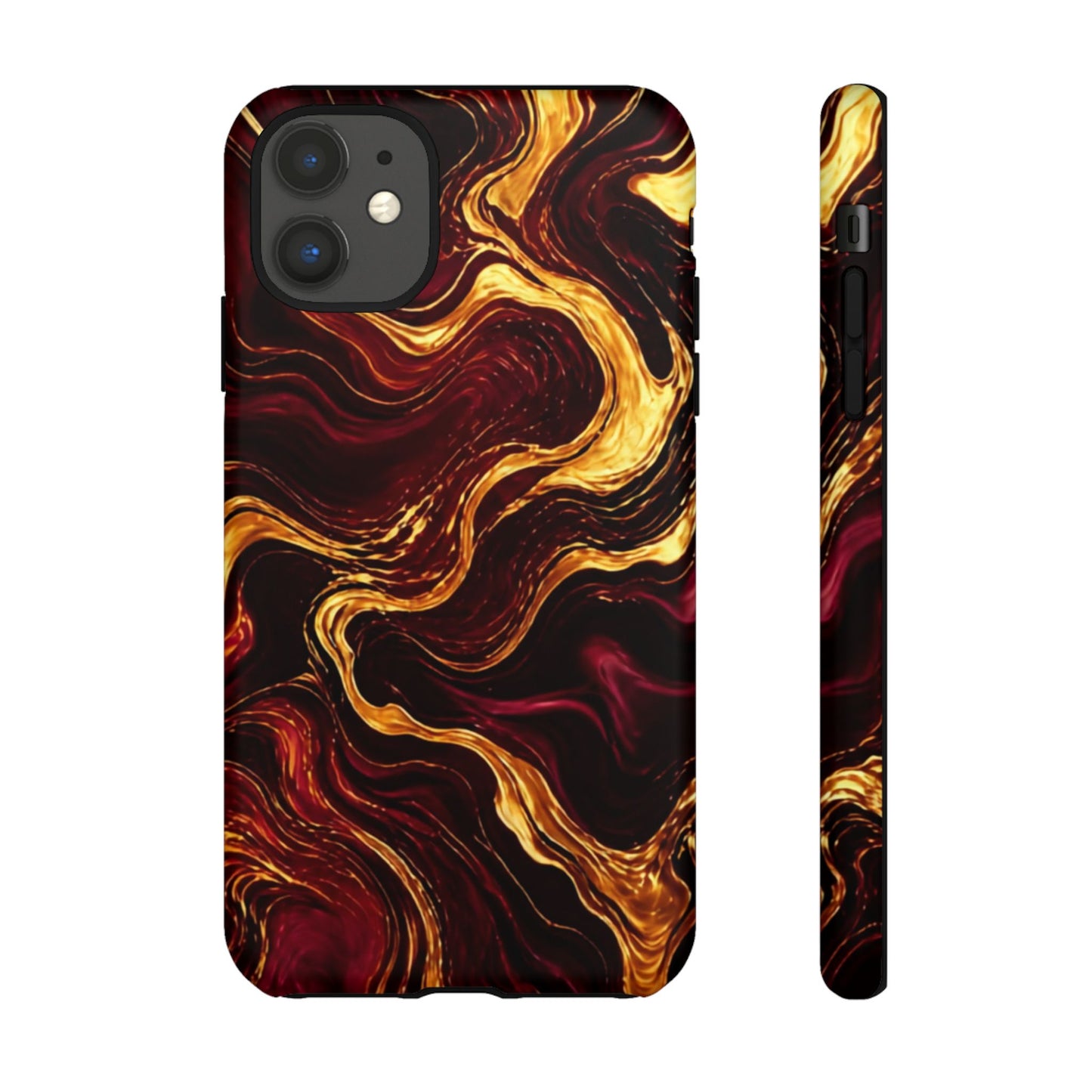 Molten Gold and Maroon Waves: Elegant Phone Case for iPhone, Samsung Galaxy and Google Pixel devices