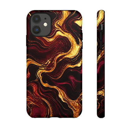 Molten Gold and Maroon Waves: Elegant Phone Case for iPhone, Samsung Galaxy and Google Pixel devices