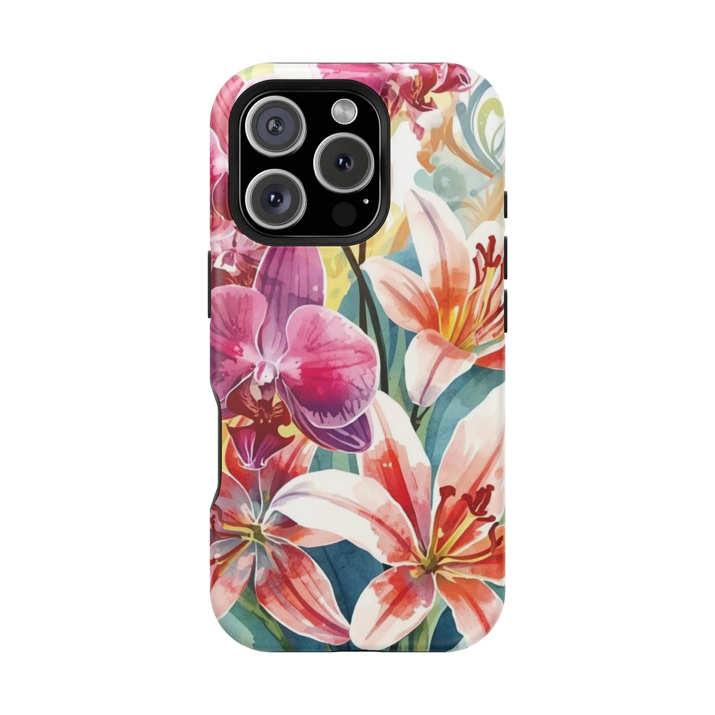Hibiscus & Orchid Haven: MagSafe Floral Phone Case for iPhone