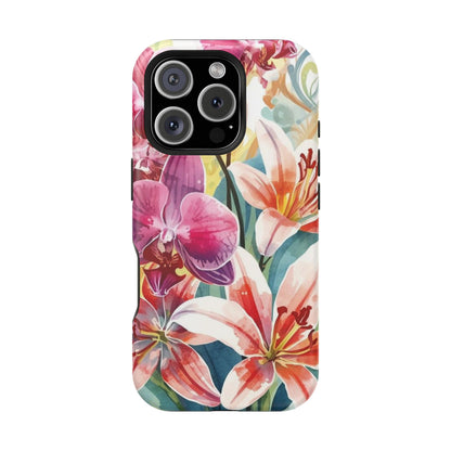Hibiscus & Orchid Haven: MagSafe Floral Phone Case for iPhone
