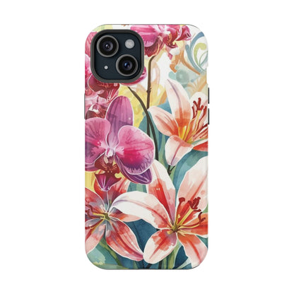 Hibiscus & Orchid Haven: MagSafe Floral Phone Case for iPhone