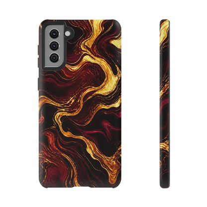 Molten Gold and Maroon Waves: Elegant Phone Case for iPhone, Samsung Galaxy and Google Pixel devices