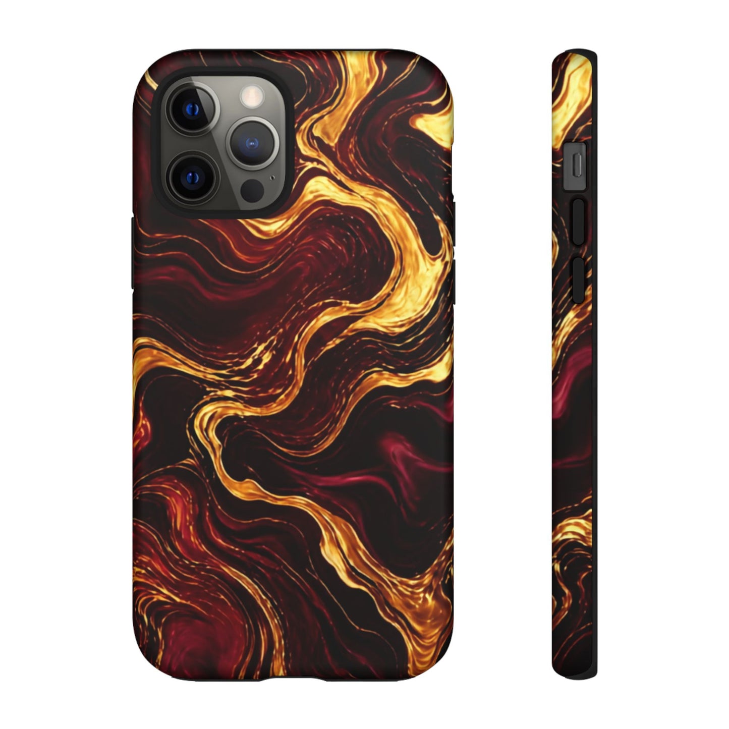 Molten Gold and Maroon Waves: Elegant Phone Case for iPhone, Samsung Galaxy and Google Pixel devices