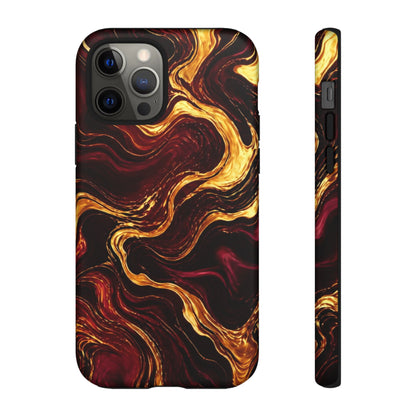 Molten Gold and Maroon Waves: Elegant Phone Case for iPhone, Samsung Galaxy and Google Pixel devices