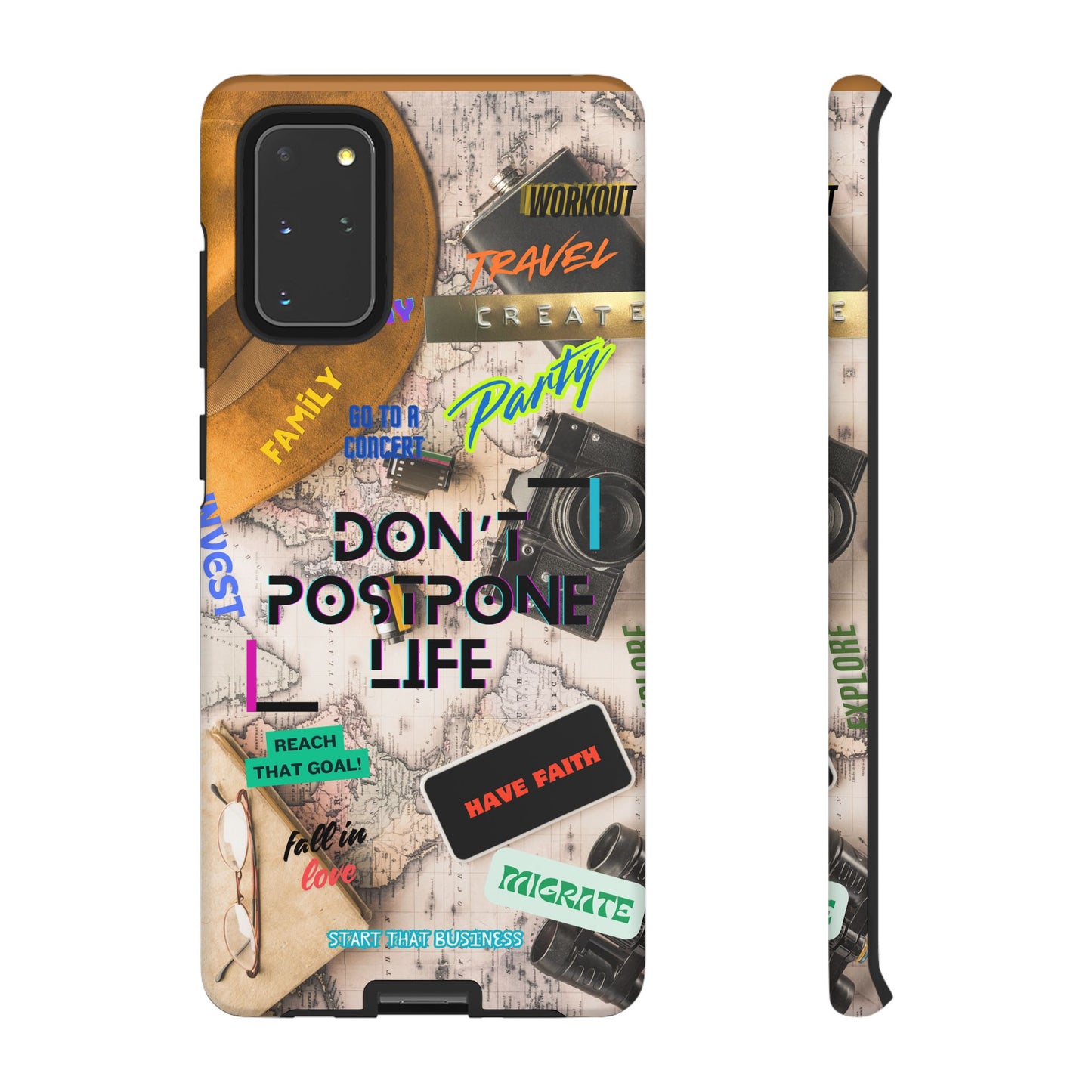 Don't Postpone Life: Motivational phone case for iPhone, Samsung Galaxy and Google Pixel devices