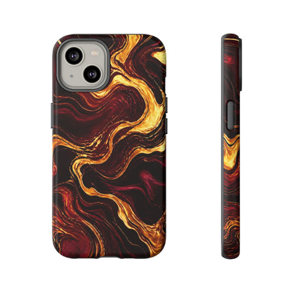 Molten Gold and Maroon Waves: Elegant Phone Case for iPhone, Samsung Galaxy and Google Pixel devices