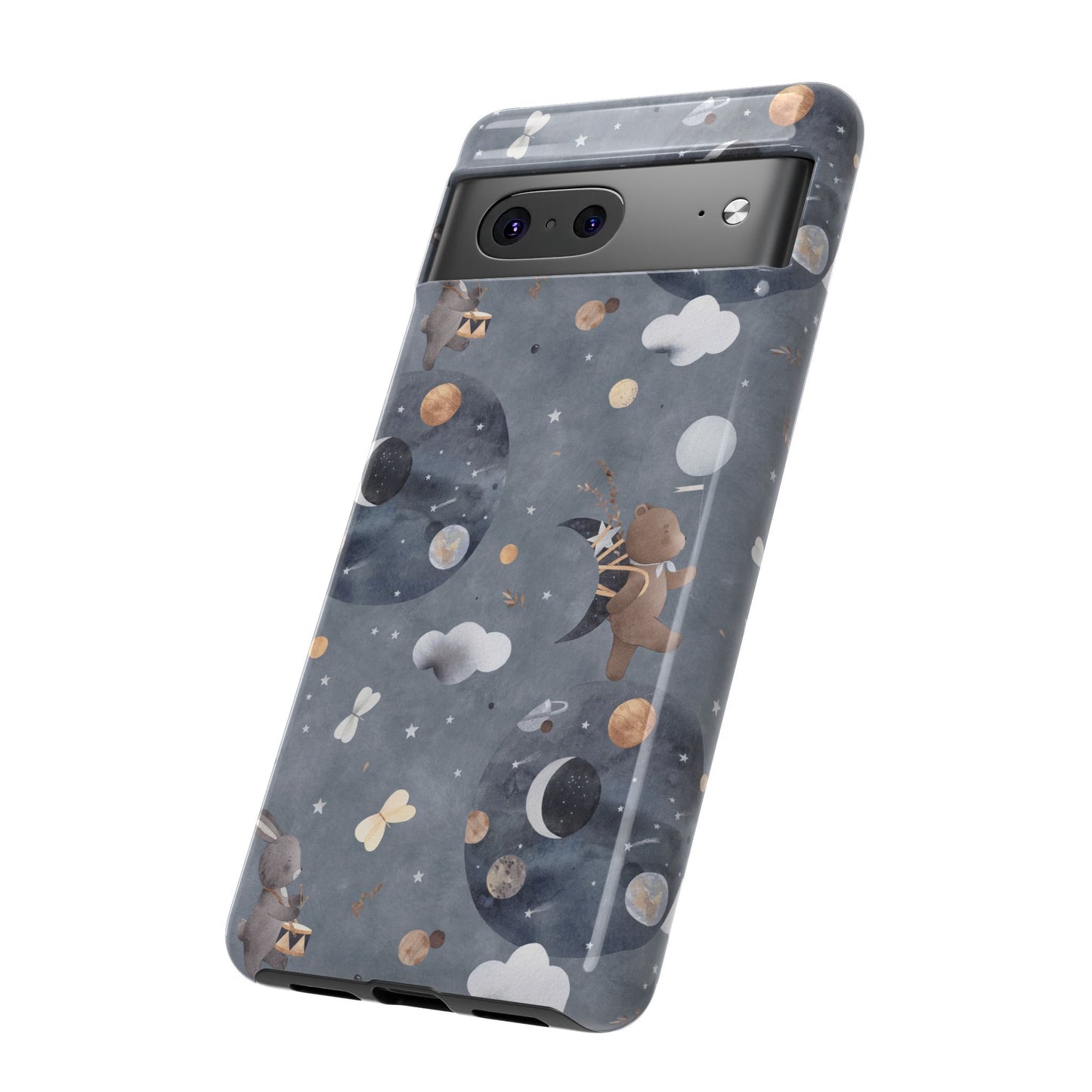 Moon, Bear and Bunny: Cute phone case for iPhone, Samsung Galaxy and Google Pixel devices