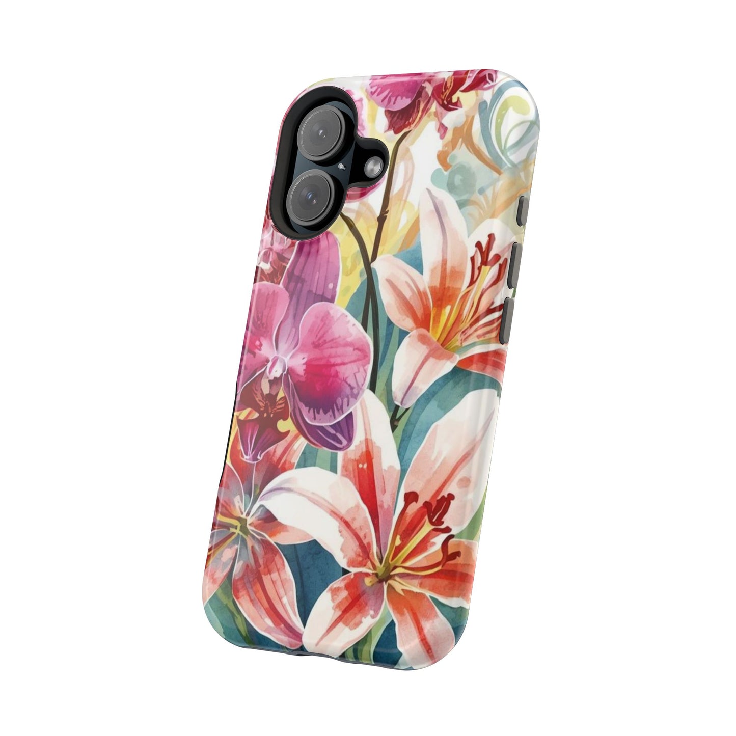Hibiscus & Orchid Haven: MagSafe Floral Phone Case for iPhone