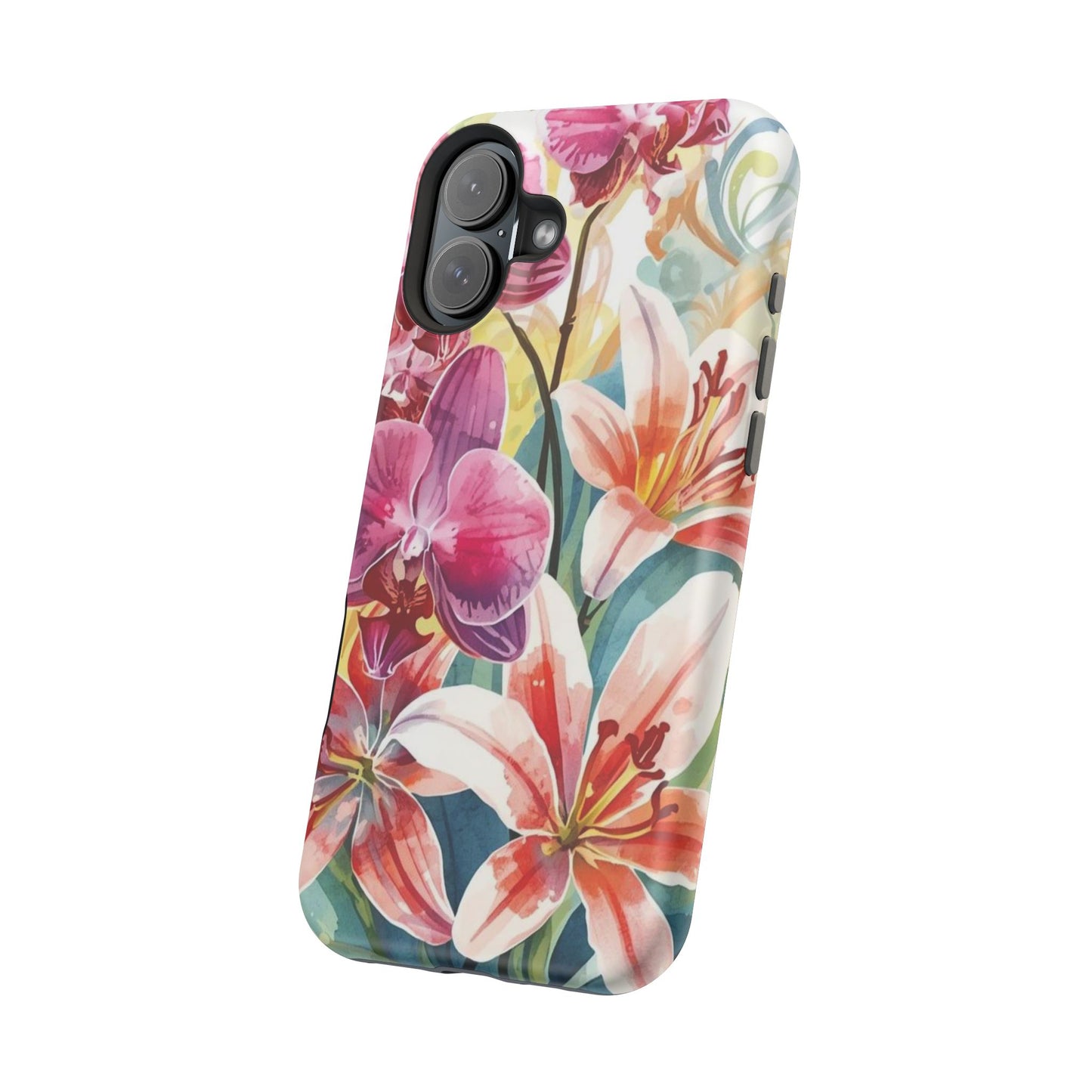 Hibiscus & Orchid Haven: MagSafe Floral Phone Case for iPhone